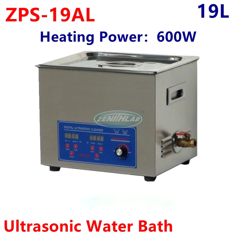 

ZPS-19AL Stainless Steel Ultrasonic Cleaner Desktop Power Laboratory Adjustable Ultrasonic Water Bath Machine Heating Power 600W