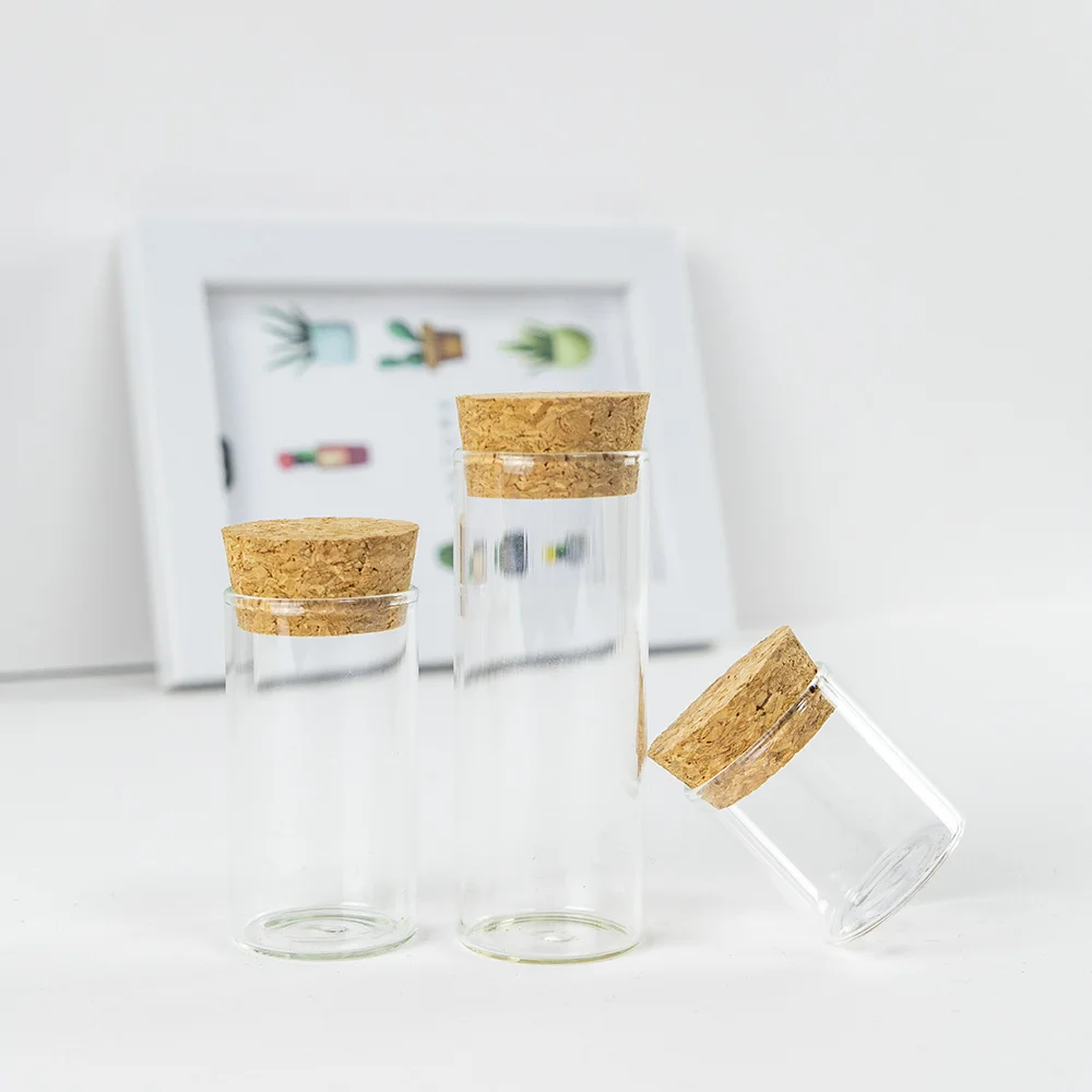 

10ml 15ml 25ml Hyaline Crafts Glass Jars Customized Festival Wedding Gifts Corks Vitreous Bottles Reusable Clear Perfume Vials