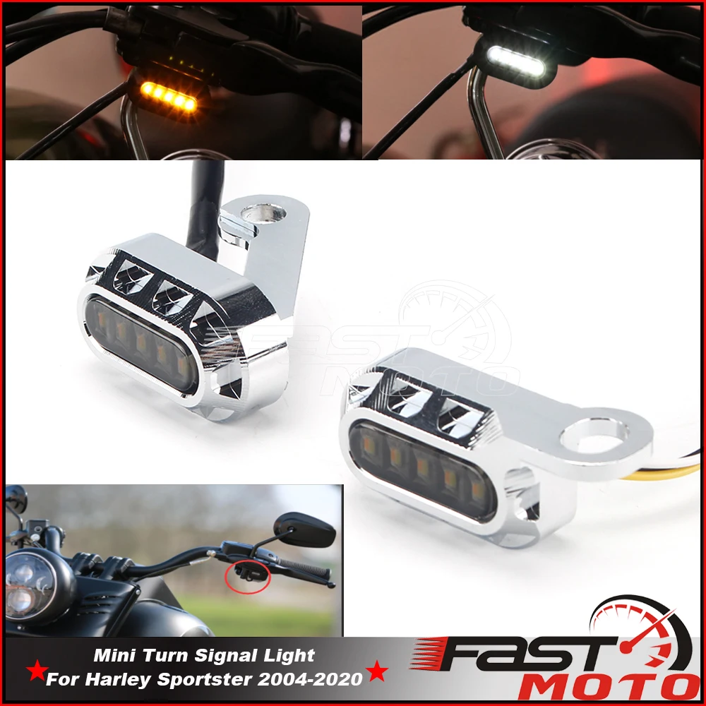 

Chrome Front Semaphore Light Brake Blinker Mini LED Rear Turn Signal Indicator Lamp For Sportster 833 Custom Nightster XL1200