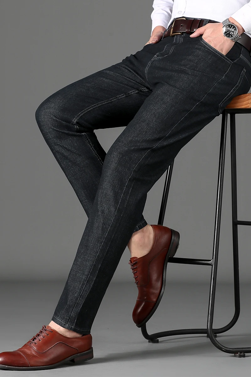 

New fashion summer casual cool and refreshing jeans men's high-waist straight-leg loose and thin men's business trousers for men