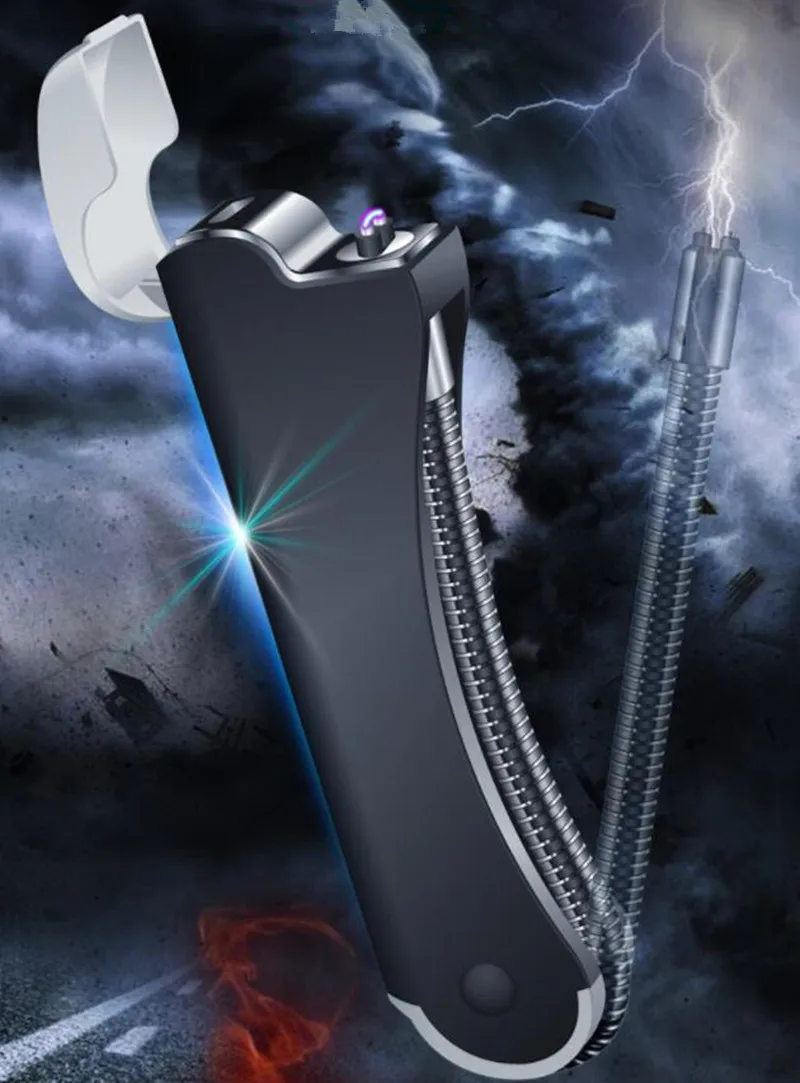USB charging Cigarette lighter Creative Fold Rotate design Ignition gun For BBQ Windproof flameless Electronic lighters