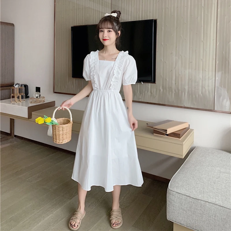 Женское платье с квадратным вырезом летнее приталенное Плиссированное Платье