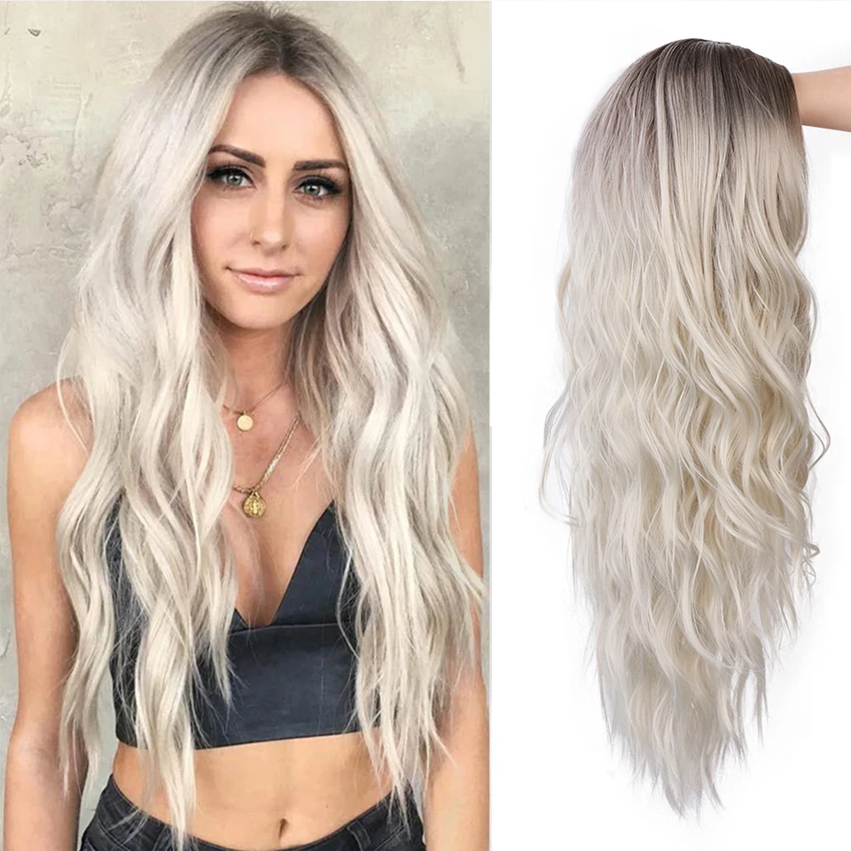 AISI HAIR синтетический длинный волнистый парик с челкой Омбре светлые парики для