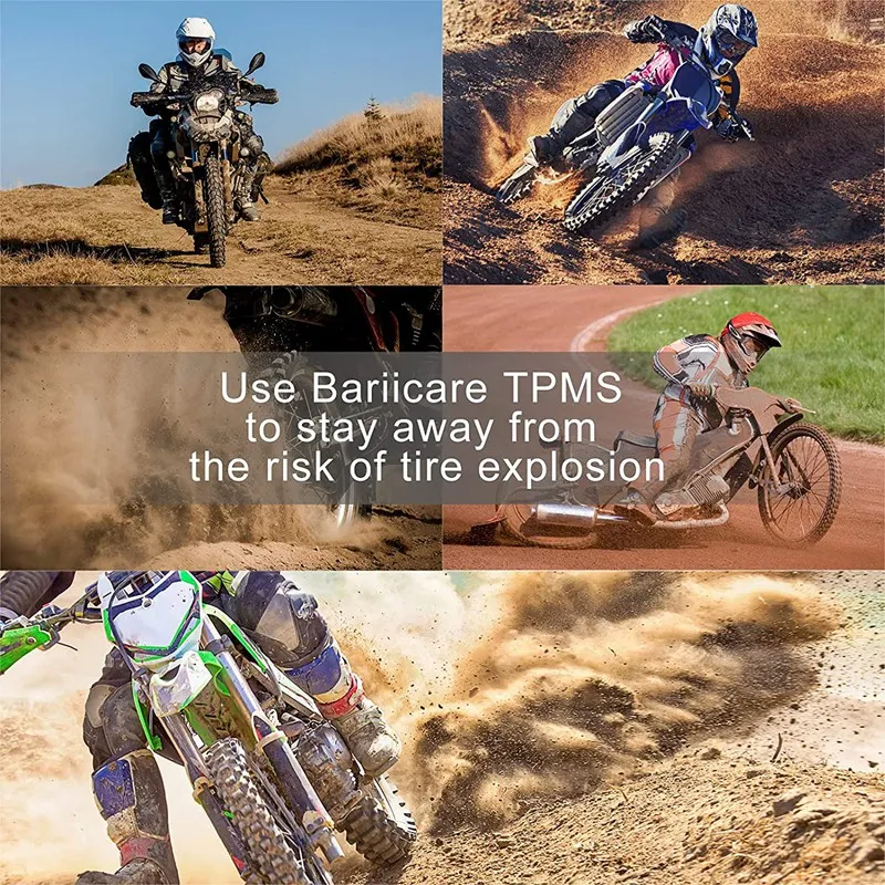 

Wireless Tire Pressure Monitoring System, 7 Alarm Modes Motorcycle Solar Charging Waterproof TPMS with External Sensors