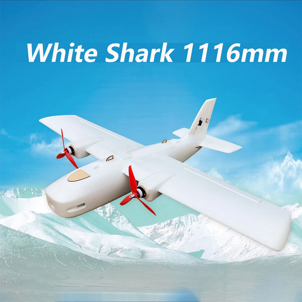 

New DF Great White Shark Wingspan 1116mm FPV Flying Wing EPP Foam Twin Motor UAV RC Airplane for Kids Children Toys