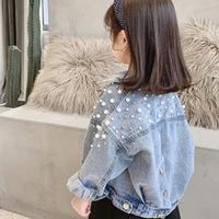 pearls beading kids denim jacket for girls fashion coats children clothing autumn baby girls clothes outerwear jean jackets coat
