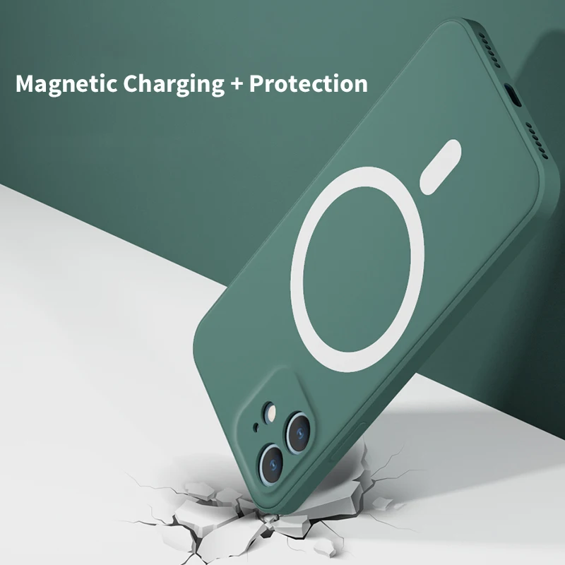 Жидкий силиконовый Магнитный чехол Macsafe для IPhone 11 12 13 Pro Max Mini XS XR X 7 8 Plus SE 2