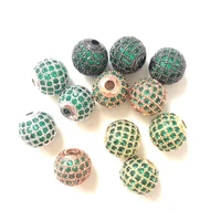 10pcslot 10mm green color disco beads for bracelet crystal stone micro pave ball spacers gold plated brass waist jewelry supply