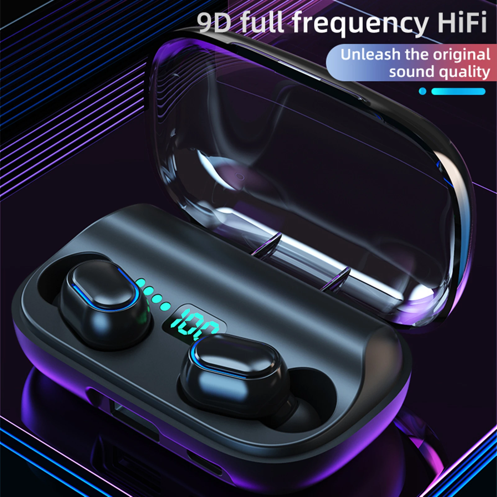 

9D TWS Bluetooth 5.0 Earphones 1800mAh Charging Box Wireless Headphone HIFI Stereo Sports Waterproof Earbuds Headsets With Mic