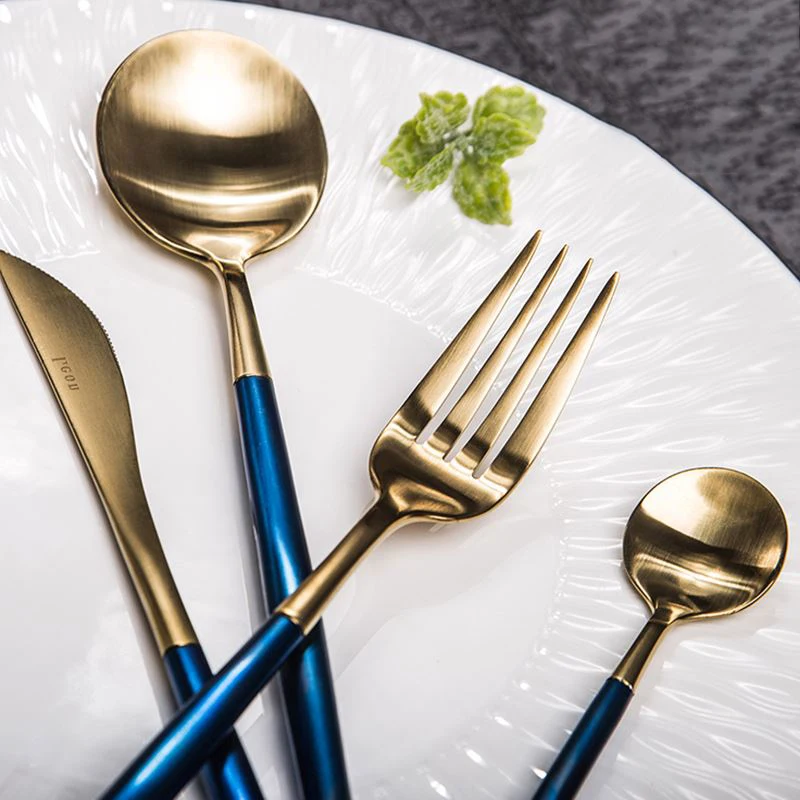 4 шт./компл. Европейский набор столовых приборов Нержавеющая сталь Комплектная