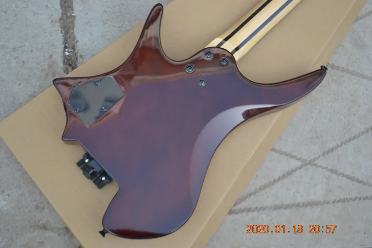 

New Headless Electric Guitar,Natural Flame Maple Top Mahogany Body&Normal Fret Rosewood Fingerboard