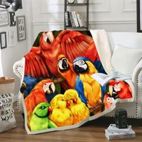 wool blanket parrot brid 3d printed sherpa blanket on the bed kid girl flower home textile dream style