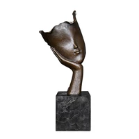 bronze abstract woman face statue sculpture modern people bust art classy home decor gifts