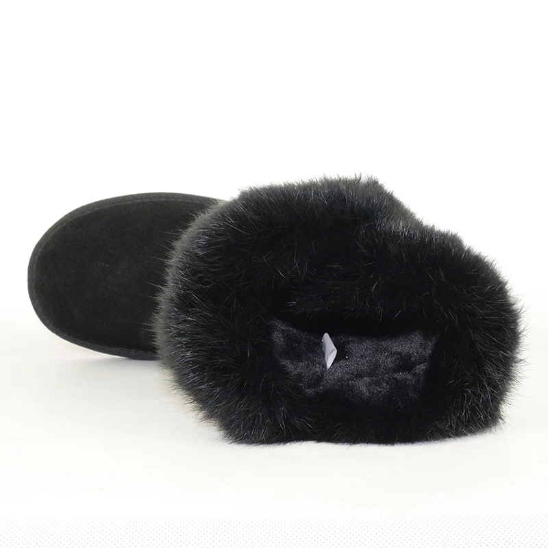 Модная женская обувь из натурального кроличьего меха зимние сапоги