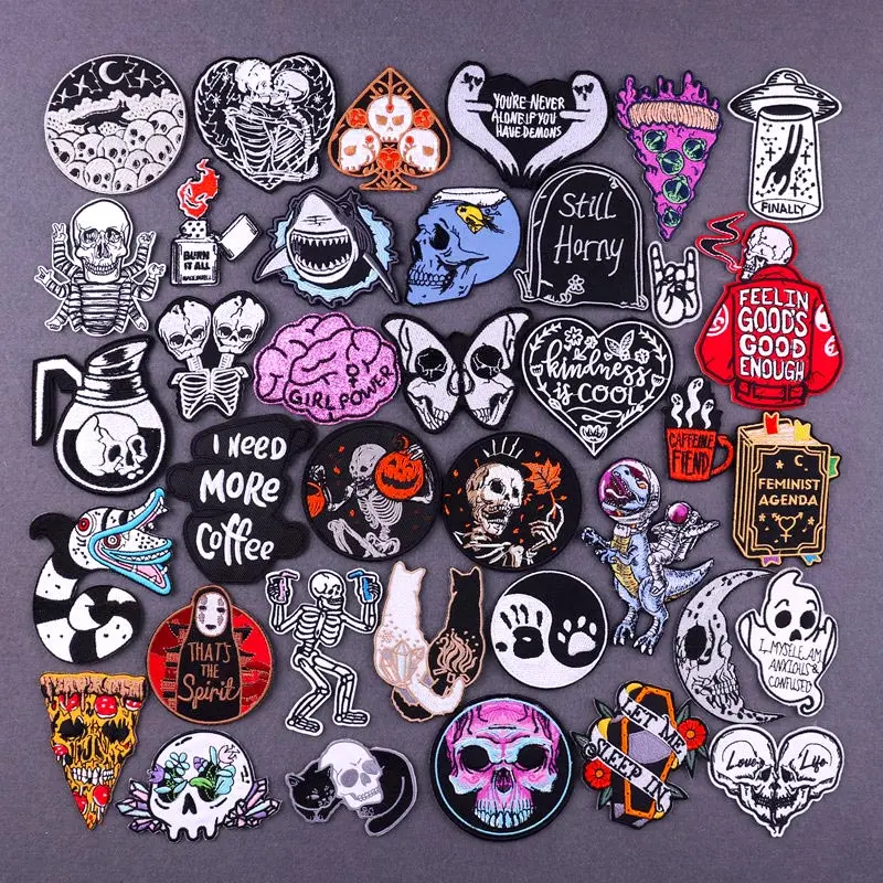 Нашивки с вышивкой черепа в стиле панк-ФК | Дом и сад