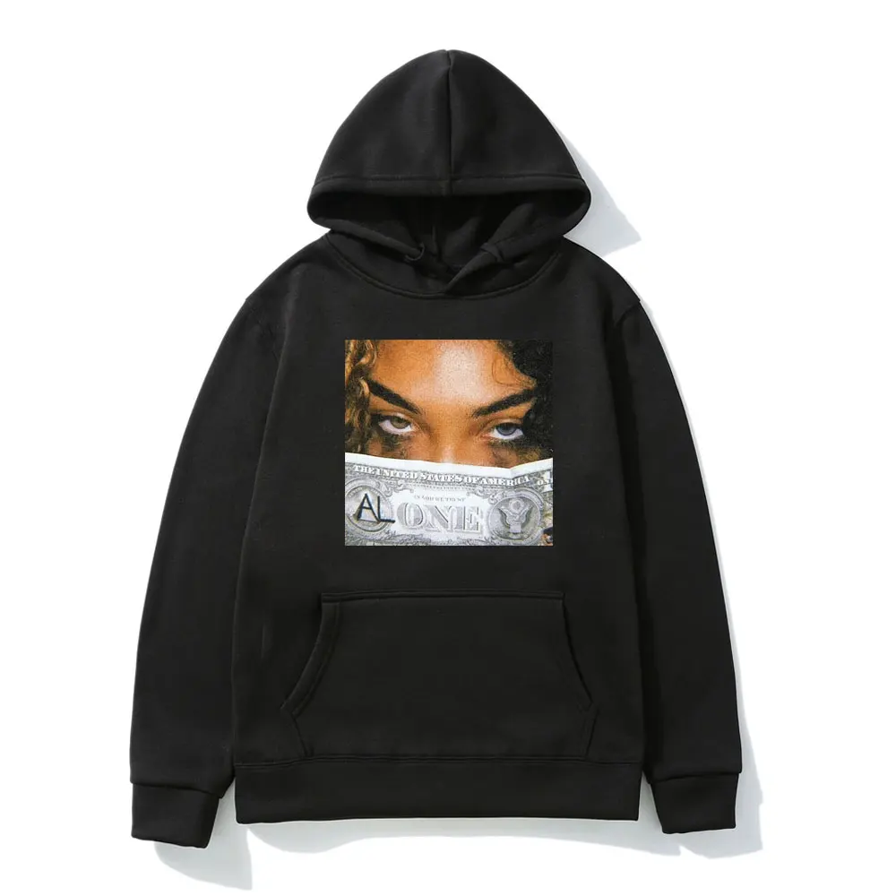 

Alone Designer Girl European and American Street Fashion Black Hoodie Men Women College Fall/Winter Polar Fleece Sweatshirt Men