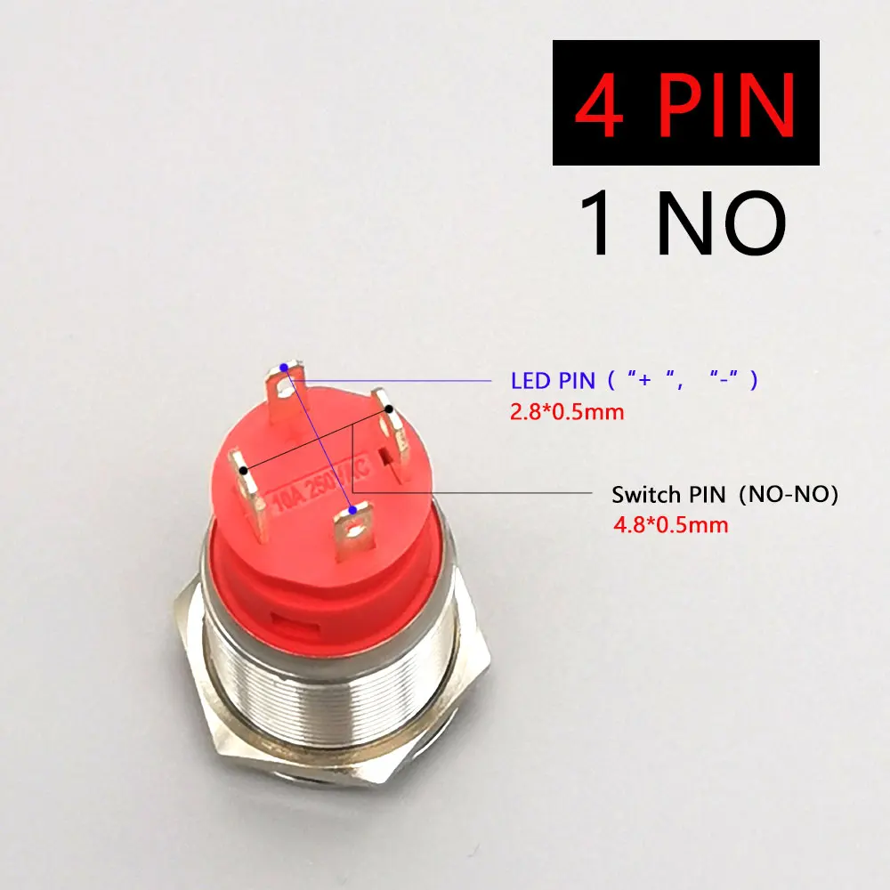 Металлический кнопочный переключатель YUESHUN 19 мм 10 А 20 |