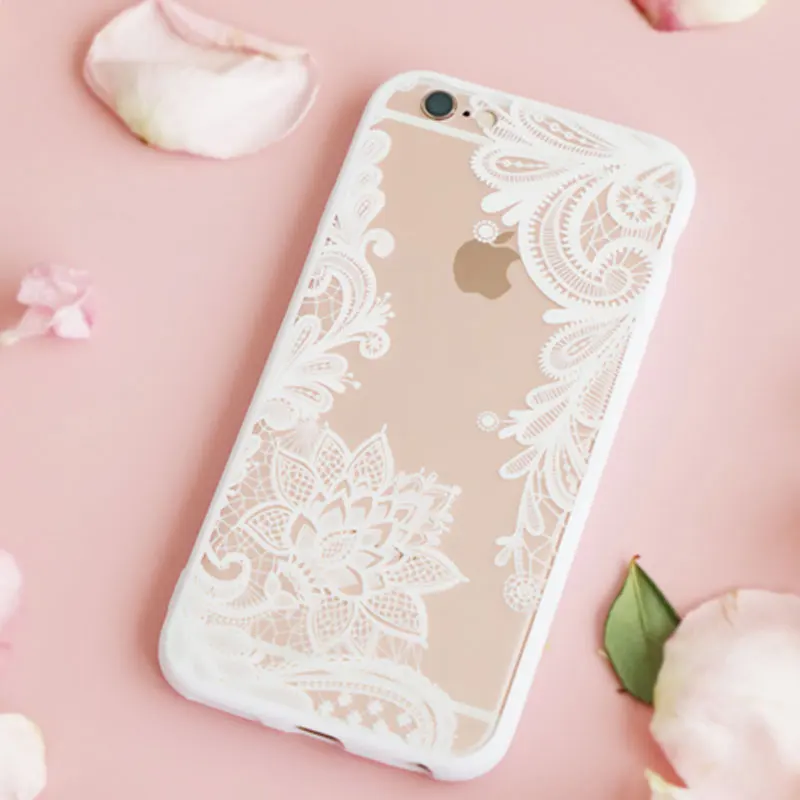 Мандала Цветочный узор для iPhone X Сексуальный Кружевной Цветок Прозрачный Жесткий