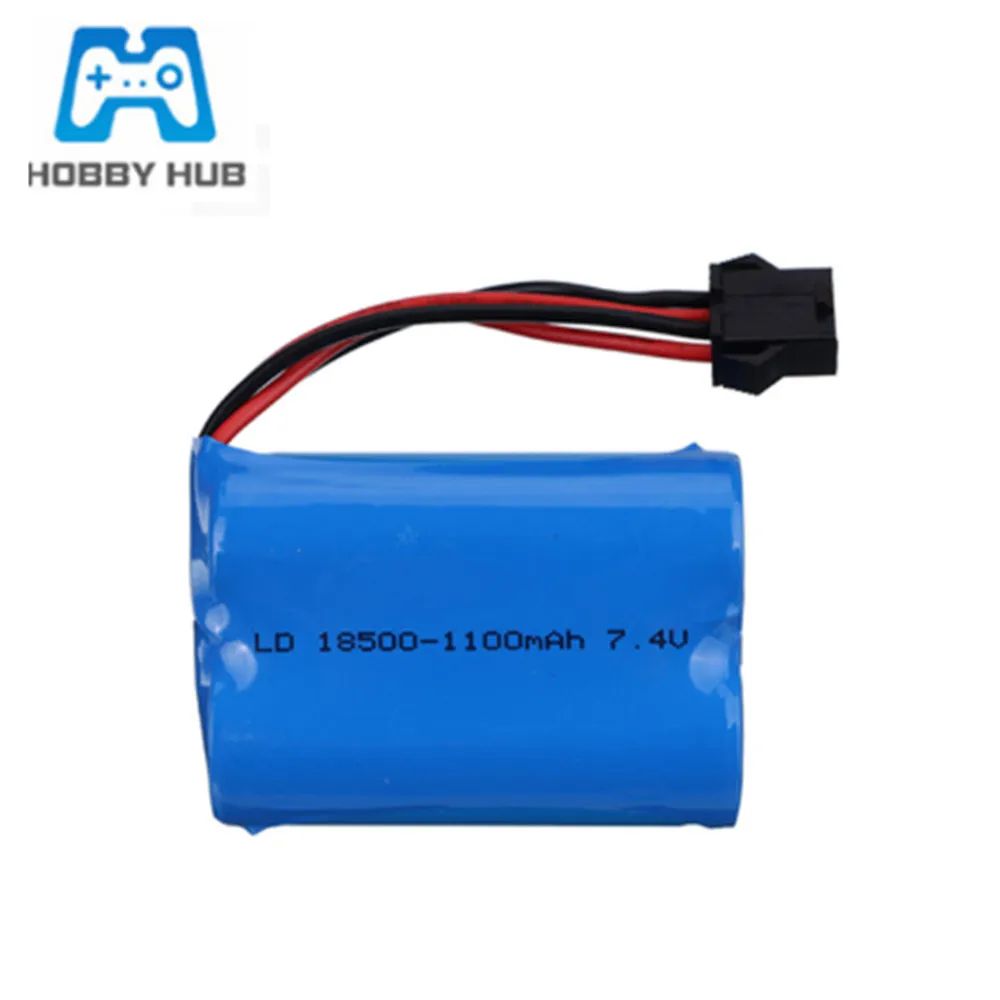 18500 7.4V 1100mAh LiPo аккумулятор для UDI 001 UDI001 Huanqi 960 радиоуправляемой лодки катера с разъемом SM-4P, улучшение 3.7V*2 вкл.
