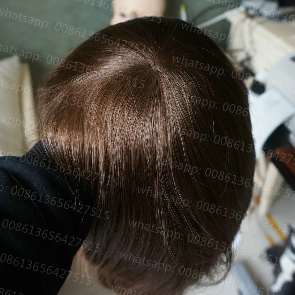 5# Hstonir клей тупею Европейский волосы инъекций шелковистая прямая Для мужчин Для женщин замена системы 7x9 дюймов H076 - Парик Цвет: 5#
