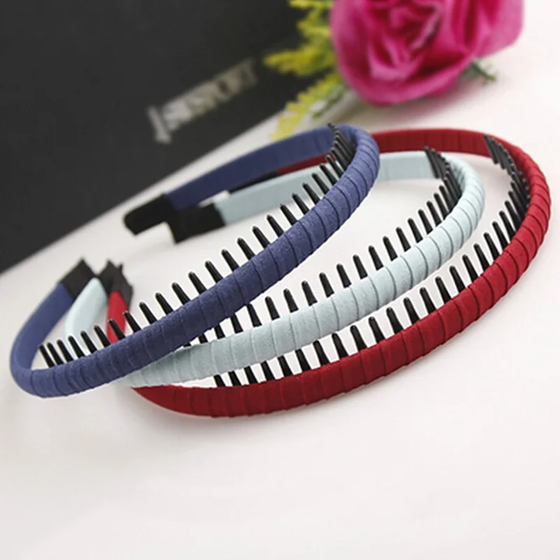 

1PC Toothed Fixed Women Hair Band Pure Color Retro Fabric Hair Band Leisure Fashion Non Slip Cotton Hair Band Hair Accessories