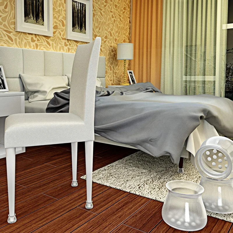 

Hot Sale 48 Pack Chair Leg Caps Floor Protectors Transparent Silicone Anti-Slip Chair Leg Pads Round Furniture Table Feet Covers