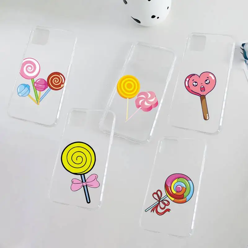 

Cartoon lollipop candy Phone Case Clear Transparent for iPhone 11 12 13 mini pro XS MAX 8 7 6 6S Plus X 5S SE XR 2020
