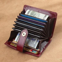 japanese card holder genuine leather wallet with magnetic snap credit card case