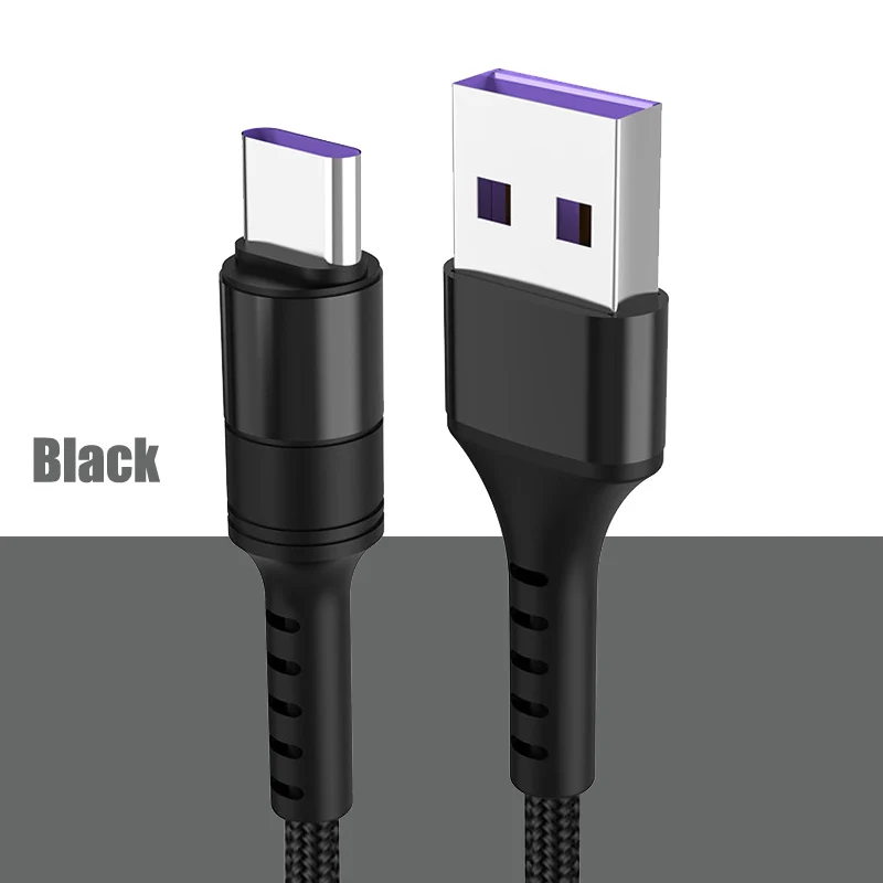 Nylon Black Supercharge usb type C кабель для huawei P30 P20 Lite Xiaomi Mi 9 Quick Charge 3,0 usb type C зарядный кабель для samsung S8 S10 9 - Цвет: Nylon Black