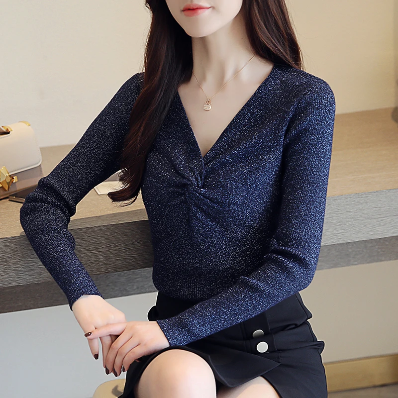 

New Women Sweater Women V-neck Sweater Woman Knit Sweaters Woman Long Sleeve Pullovers Sweaters Sueter Mujer Invierno 2021