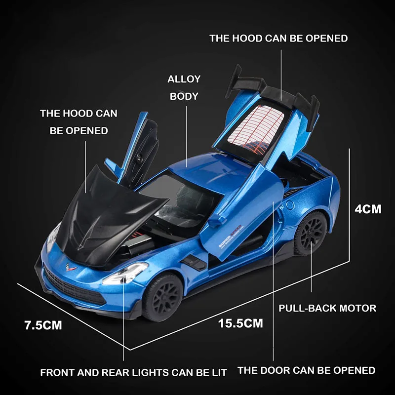 Литье под давлением 1:32 Corvette Supercar модель автомобиля металлический сплав