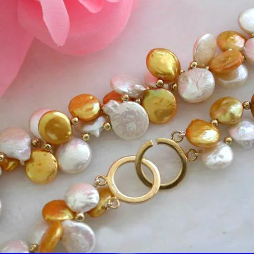 Ожерелье женское из пресноводного жемчуга 2 нити 43 см