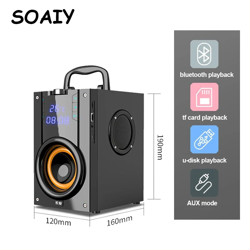 Портативный беспроводной динамик SOAIY Q22 с Bluetooth стереозвук сабвуфером басовый
