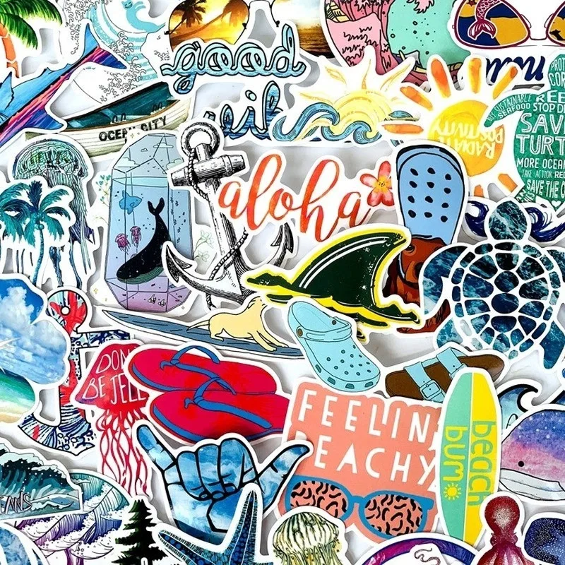 

10/30/50PCS cartoon summer surf beach sunshine boy toy graffiti suitcase refrigerator skateboard waterproof sticker decal