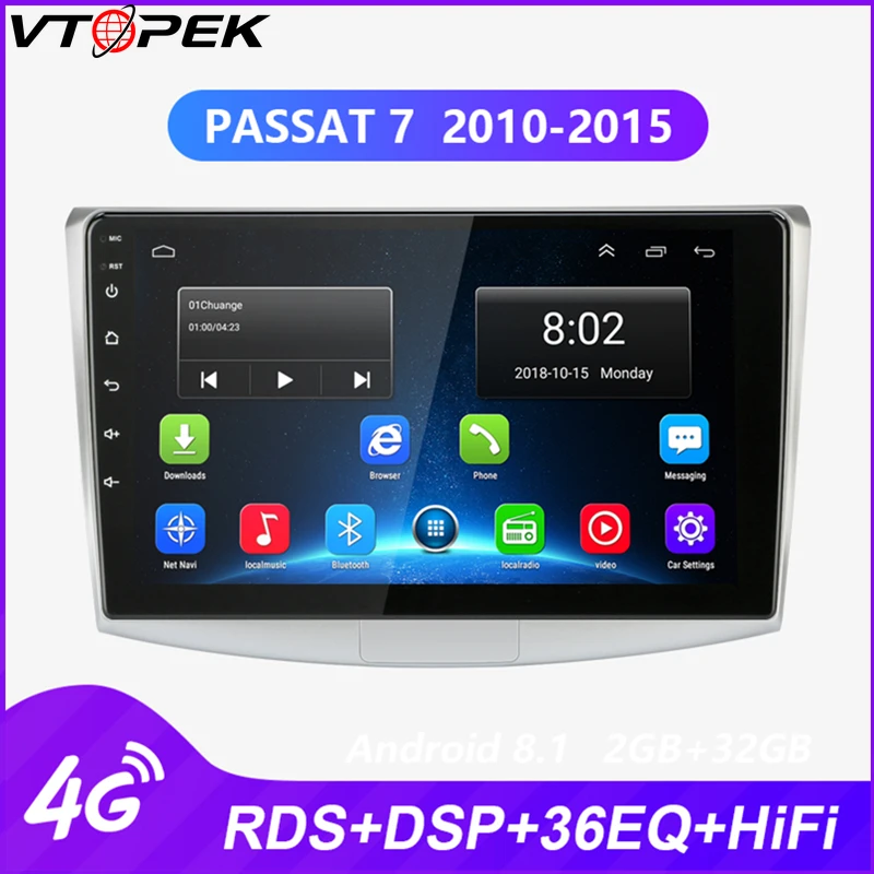 Vtopek Android автомобильный Радио gps мультимедийный плеер для Passat B6 B7 CC Magotan 2010-2015 WIFI 4G