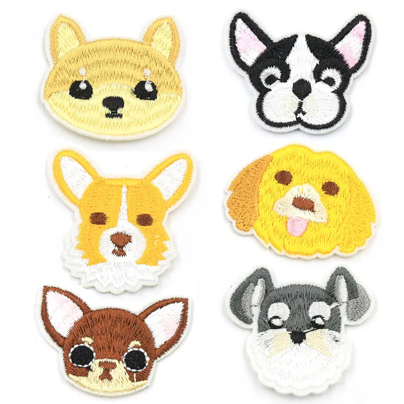 Термо наклейки на одежду с изображением головы собаки из аниме железные нашивки