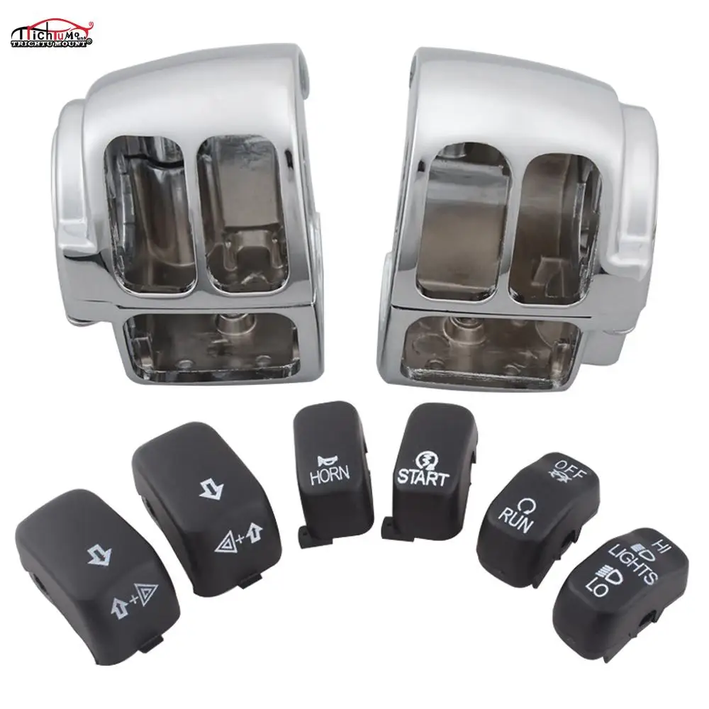 Мотоциклетные черные/хромированные корпуса переключателя управления на руль