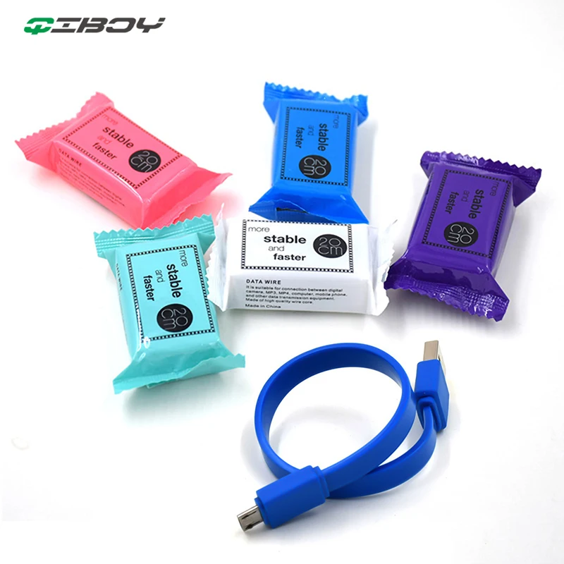 Забавные конфеты пакет кабели 20 см Тип C Micro USB быстрая зарядка данных Usb кабель