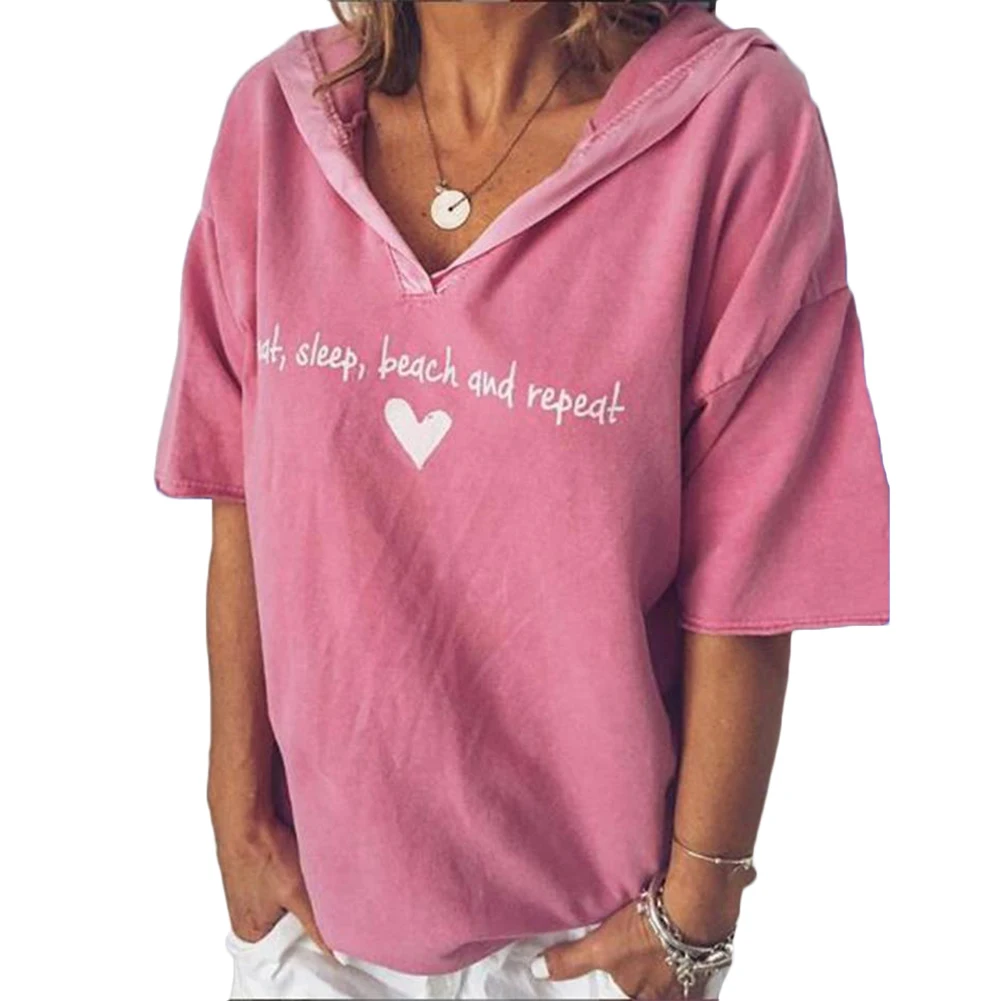 Топ Футболка женская Повседневная печать письмо с капюшоном футболка коротким
