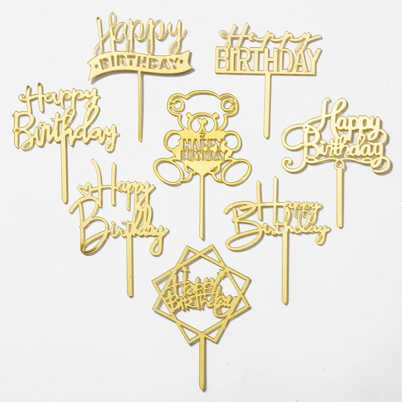 

PACK of 10 PCS Mini Happy Birthday Acrylic Cake Topper Birthday Cake Decoration