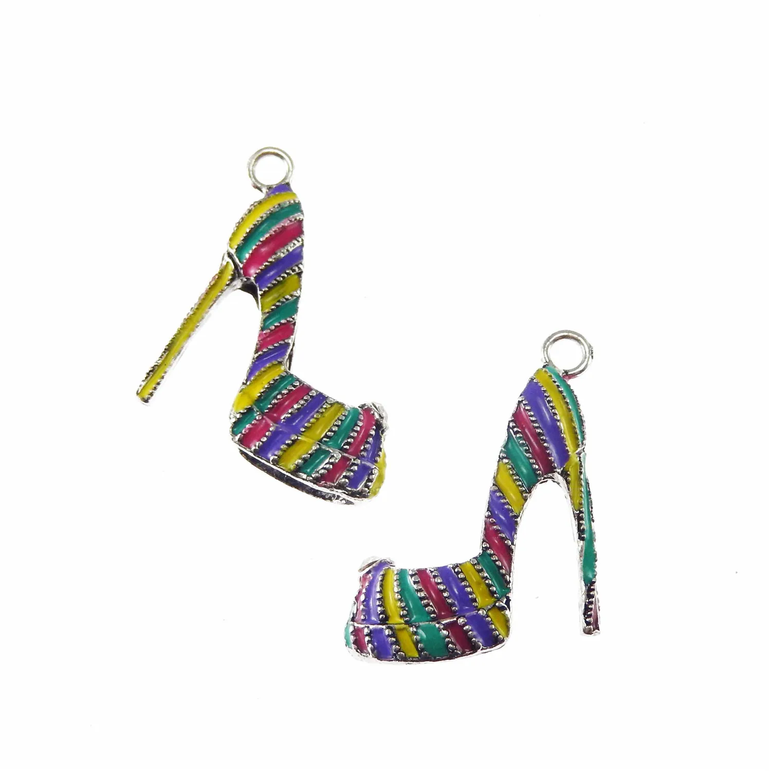 GraceAngie 4PCS Rainbow Enamel High Heel Shoe Charms for Women - Fashion Pendant for DIY Bracelet Necklace image 4