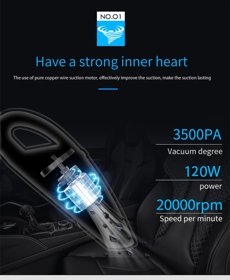 4800pa мощный автомобильный пылесос DC 12 Вольт 120 Вт с сумочкой 4.8KPA циклонный