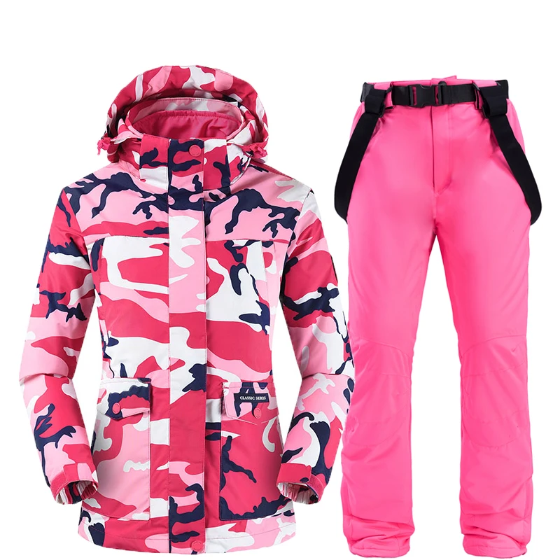 Комбинезон женский зимний ветрозащитный водонепроницаемый со съемными куртками