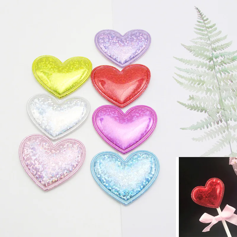 20 шт. блестящая Аппликация в форме сердца из искусственной кожи с тканевой