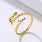 Кольцо с тремя именами на заказ, кольца из нержавеющей стали с золотым регулируемым размером, индивидуальная именная табличка с гравировкой, семейные ювелирные изделия