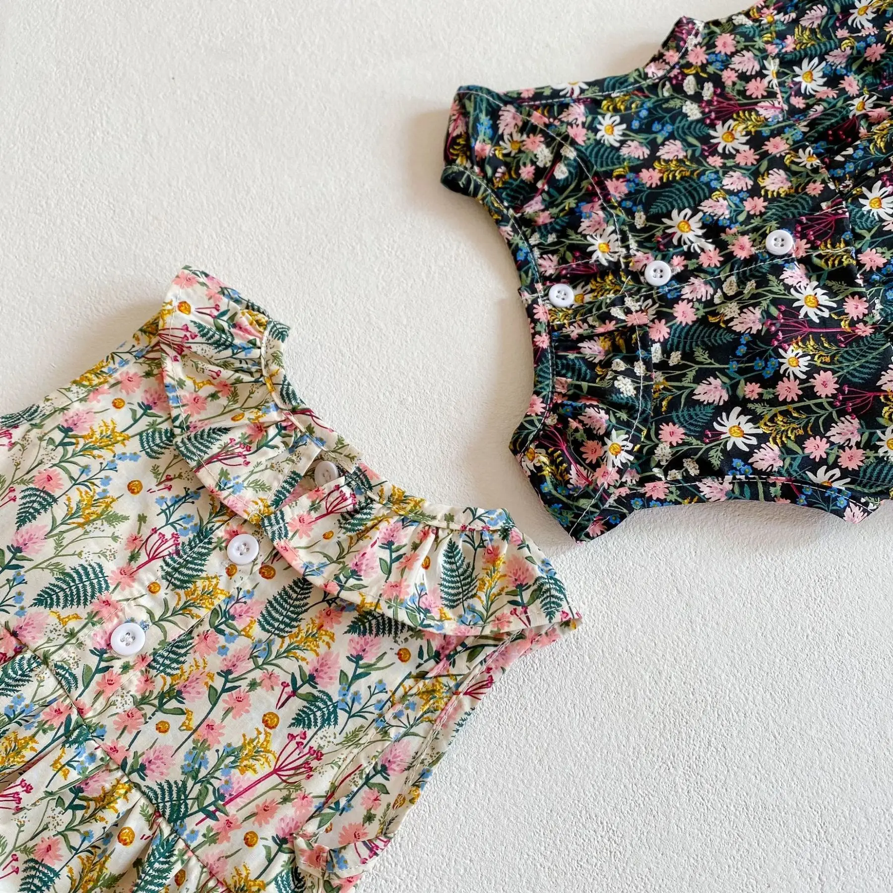 

Koodykids Summer Baby Girl Bodysuits Toddler Girl Outfits Vintage Floral Rompers Sleeveless Baby Girl Summer Clothing Soft