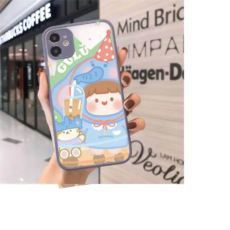 

Cute painting cartoon Phone Cases Matte For iPhone 12 Mini 11 Pro XR XS Max 7 8 Plus X Hard PC Back Cover