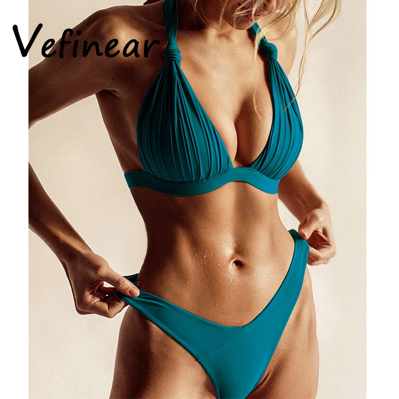 Женский купальник бикини с бантиком Цветочный v-образным вырезом и высокой