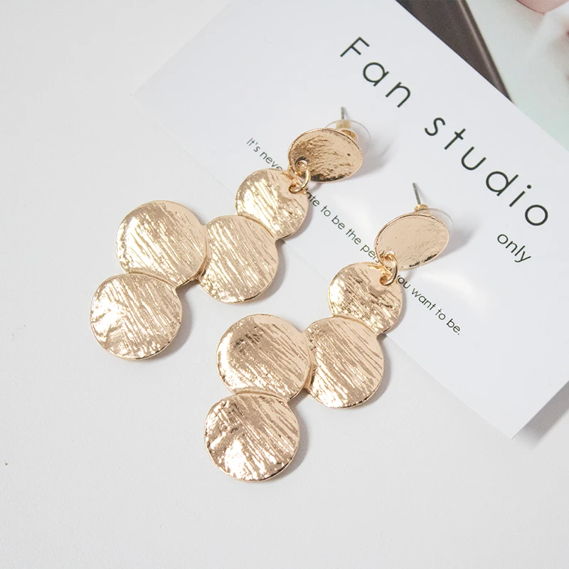 Длинные модные серьги ювелирные изделия геометрические диски для женщин Висячие