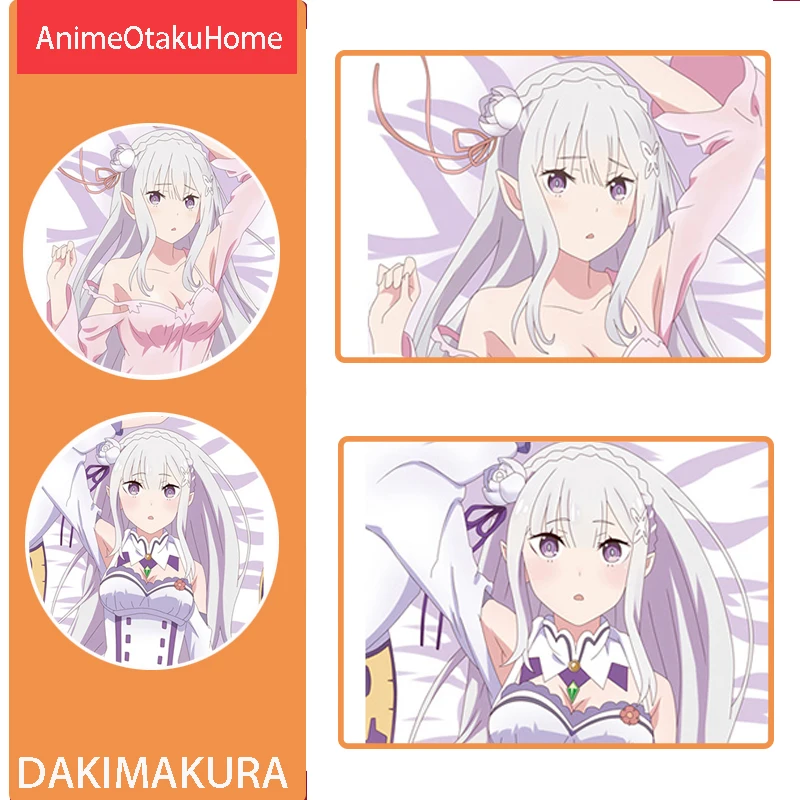 

Аниме Re Zero Emilia прекрасная девочка подушка чехол s Otaku Dakimakura обнимающая Подушка Чехол постельное белье